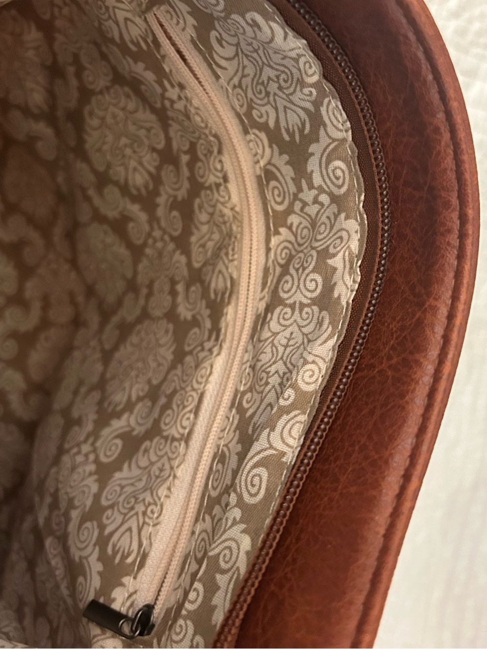 Leather Crossbody Bag with Leopard Strap - Brown - Picture 3 of 5